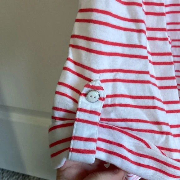 Christopher & Banks Red and White quarter Sleeve Relaxed Tee - Picture 2 of 4